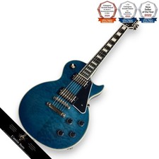 Epiphone Les Paul Custom Quilt Viper Blue Electric Guitar 60s SlimTaper Ebony