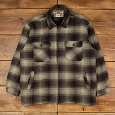 Vintage B.S. Jeanswear Wool Jacket L Lumberjack Overshirt Plaid Green