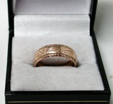 9ct Rose Gold Patterned Victorian Band / Keeper / Wedding Ring  Size O - 22660