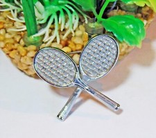 Vintage Silver Tone Tennis Raquets Brooch