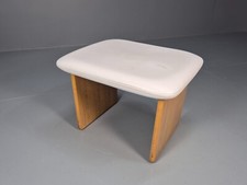 Vintage Stag Furniture Stool White Vinyl and Oak 1970s Retro EB9749 MFOO