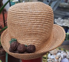 Vintage straw cloche hat with - straw,