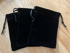 3pcs Large Velvet Jewellery Drawstring Gift Pouches Bags Black 12.8cm x 9.5cm