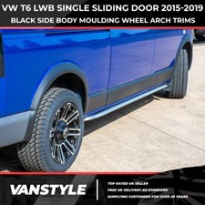 VW T6 CARAVELLE 2015-19 BLACK WHEEL ARCH & SIDE BODY MOULDINGS LWB SINGLE DOOR