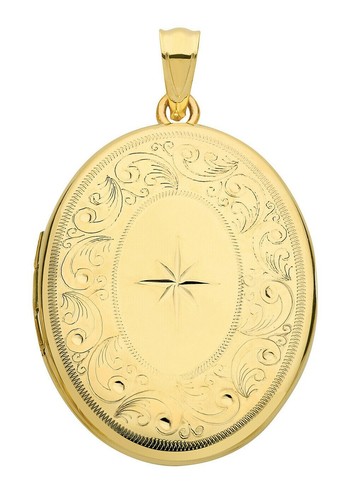 Yellow gold oval - locket, solid