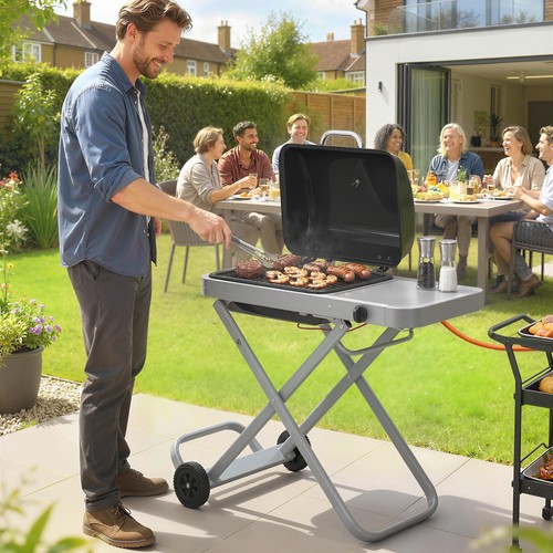 Foldable gas bbq grill with - foldable,