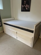 White Timber Captain’s Bed Single With Memory Foam Mattress