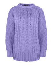 Ladies Aran Knit Long Sleeve Knitted Jumper Sweater Women Colour Bits Top 8-30