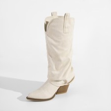 COWBOY BOOT BEIGE  FAUX SOFT