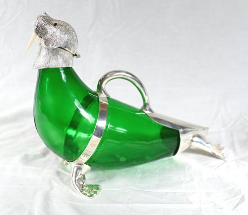 Glass walrus decanter - glass, bottle