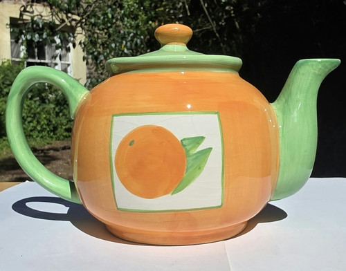 Ceramic fruit pattern teapot - fruit,