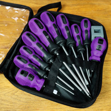 Magnetic Screwdriver Set | 10 Pcs with Case and Magnetiser Tool | Plum