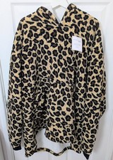Leopard Hoodie Blanket Sherpa Fleece Supersoft Plush Oversized Throw Wearable