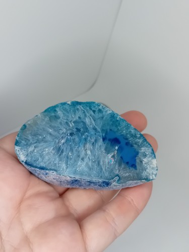 Chunky blue dyed agate slice - agate,