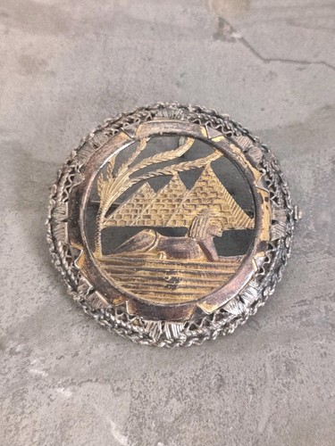 Vintage egyptian silver brooch - vintage,