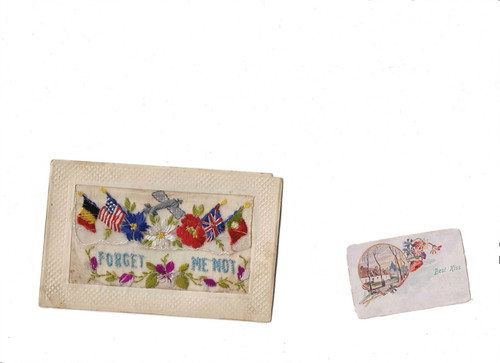Embroidered silk postcard - embroidered,