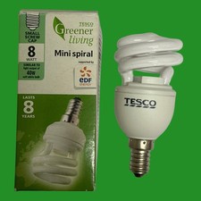 1x 8W (=40W) Tesco CFL Spiral