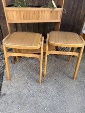 Vintage Stacking Stool Ben Pair Of Mid Century Wooden Wood Effect Vinyl Stools