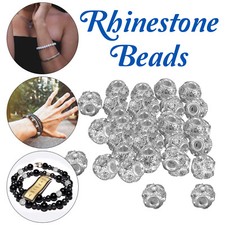 Rhinestone Spacer Beads Silver Diamante For DIY Jewellery Earring Making 6/10mm