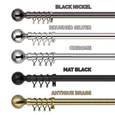 Curtain Pole Extendable Metal Chrome 28mm With Finials Rings Hooks Rod Fittings