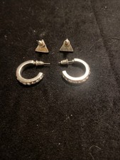 2 Pairs of Silvertone Crystal