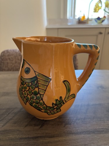 Tunisian pottery orange fish - tunisian,