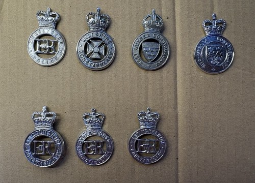 Vintage police cap badges - vintage, ex