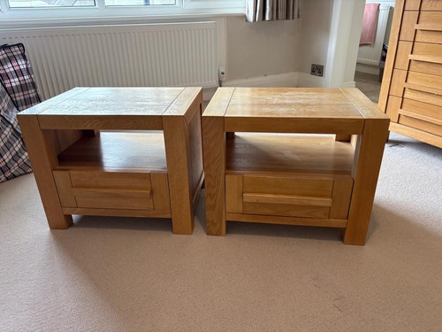 Pair modern oak bedside - of,