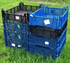 Stackable Storage Trays 5x Blue Mesh Produce Mushroom Boxes Lightweight 40x30x13
