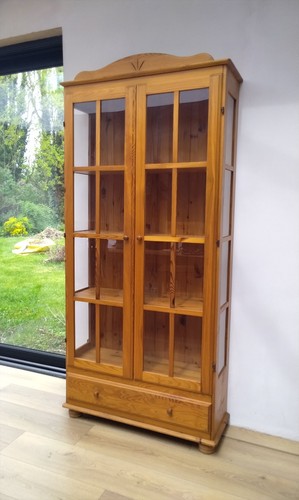 Ikea solid pine glass display - solid, pine/glass