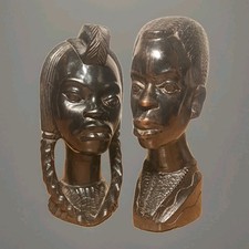 Pair of African Ebony Carved