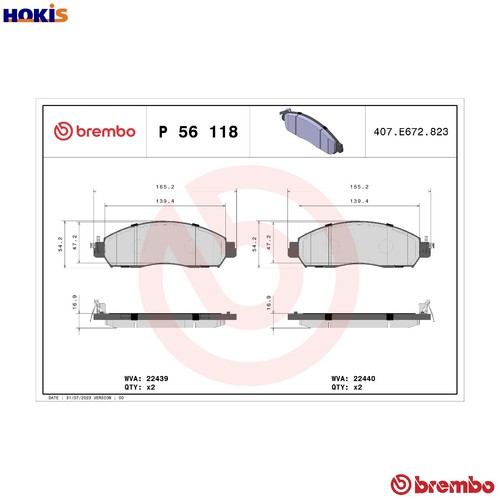 Brake pad set disc - pad, 56