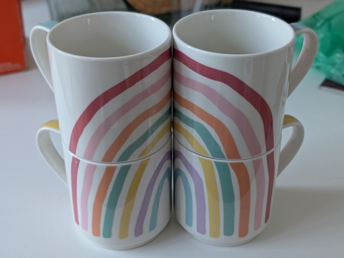 Rainbow stack mugs set 4 - mugs,