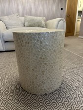 Round Side Table Lamp Plant Cream Home Sense Solid Stone Style TK Maxx