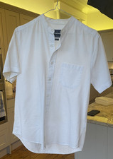 Fab! Mens White Shirt - Grandad Style Collar 100% Soft Cotton Size 36-38" Chest