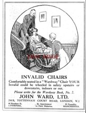1924 Advert for Wardway Invalid Chairs Small Original Wheelchair Print Ad 743/78