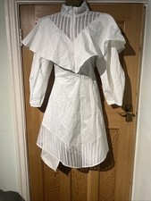 ASOS Size 16 White Dress Ruffles Layers Cut Out Detail Flattering 