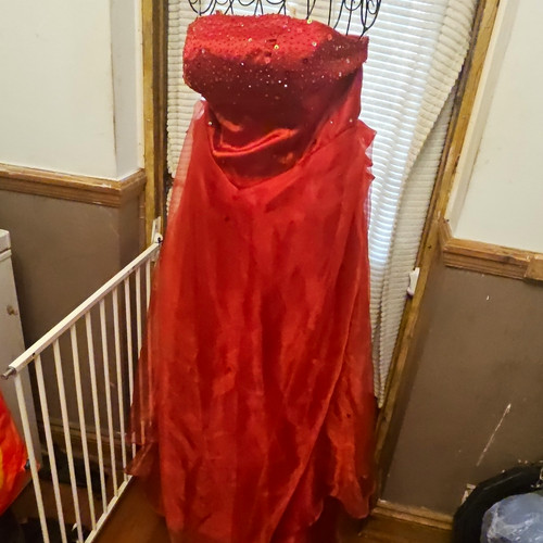 Womens red satin - satin, strapless