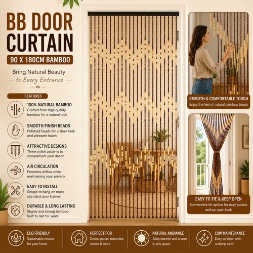Bamboo beaded door curtain - door,
