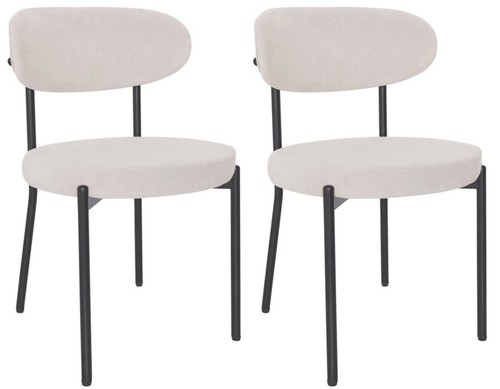 Beige velvet dining chairs - beige,