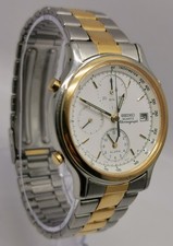 Vtg 1995 Seiko 7T32-6A50 Chrono Alarm 2 Tone Bracelet 37mm Gents Quartz Watch