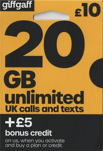 Giffgaff 10 starter - x, sim