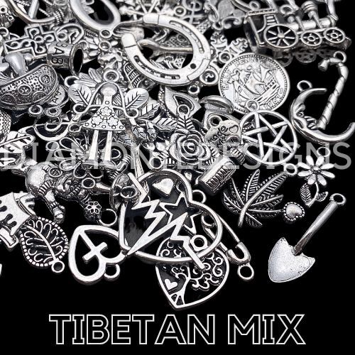 Tibetan silver mixed charms - tibetan,