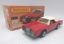 Vintage Matchbox 28 Lincoln Continental Diecast Red Classic Model Car Boxed