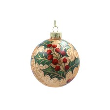 Gisela Graham Gold Glass Antique Holly Bauble