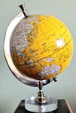 Yellow World Globe 25cm Dia - Desk Ornament for Explorers and Adults