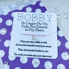 PERSONALISED No Longer By My Side, Forever In My Heart Wish Bracelet Sympathy 