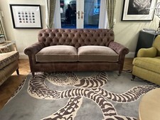 Brand New George Smith fixed back Bulgari sofa leather & mohair rrp £21,300