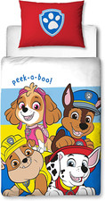 Paw Patrol Official Pupster Design Toddler Cot Bed Duvet Cover Set | Reversible 