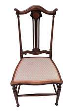 Vintage Edwardian Art Nouveau style upholstered chair with Inlay back
